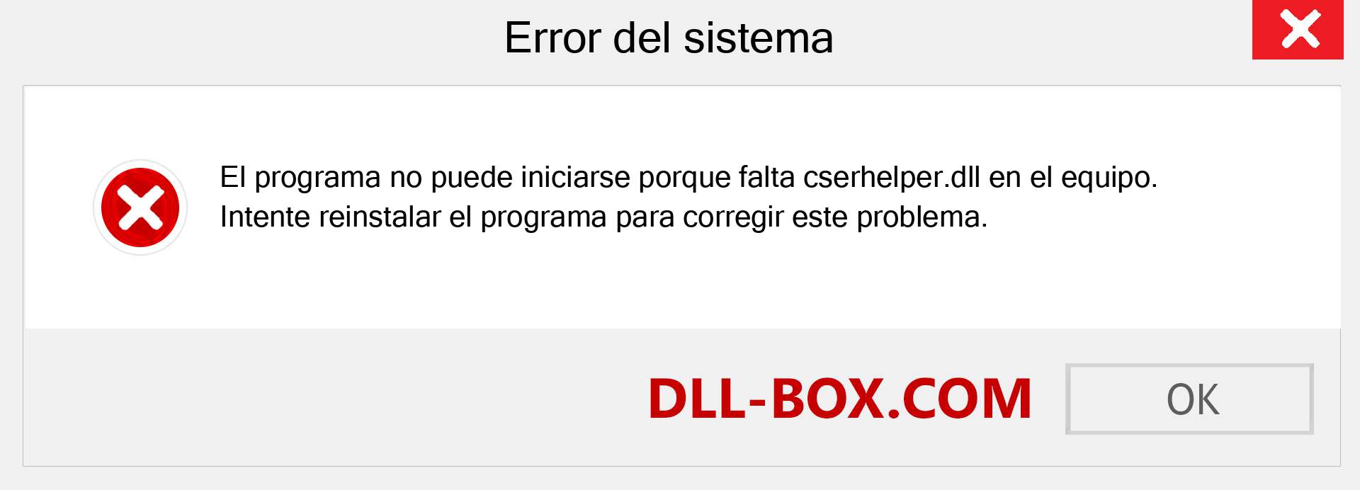 ¿Falta el archivo cserhelper.dll ?. Descargar para Windows 7, 8, 10 - Corregir cserhelper dll Missing Error en Windows, fotos, imágenes